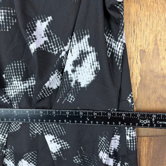Anthropologie Silence + Noise Womens Dress Black White Geometric Shift Stretch M - Picture 7 of 11